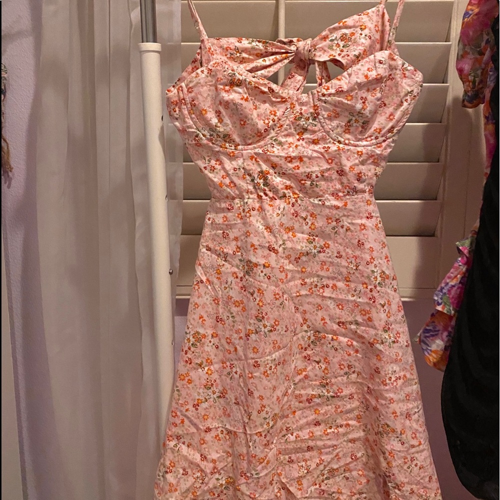 PRINCESS POLLY PINK MINI FLORAL DRESS